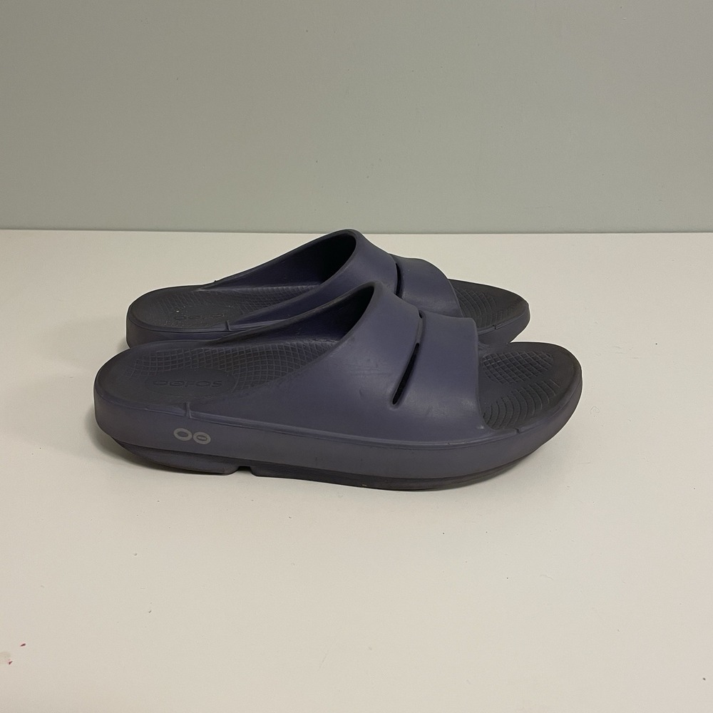 OOFOS OOahh Slide Sandals Blue Recovery Footwear Women's 7 Mens 5‎ EU 38